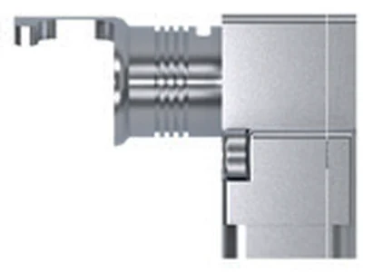 Backshell rettangolare CPE serie C2H in configurazione low profile side entry, vista in prospettiva